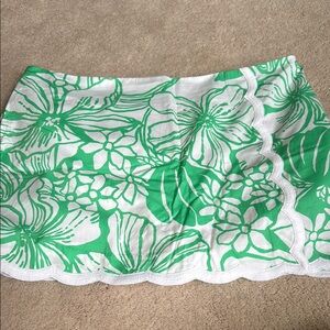 Lilly Pulitzer Green and White Floral Mini Skirt